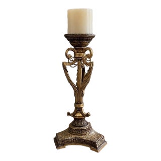 Vintage Neoclassical Brass Urn Form Candle Holder For Sale