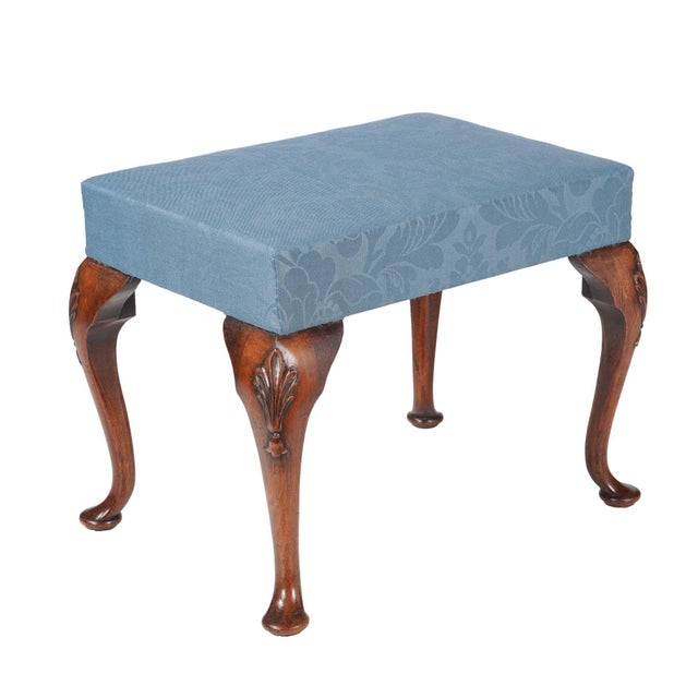 English Queen Anne Upholstered Stool, C. 1850 For Sale - Image 4 of 12
