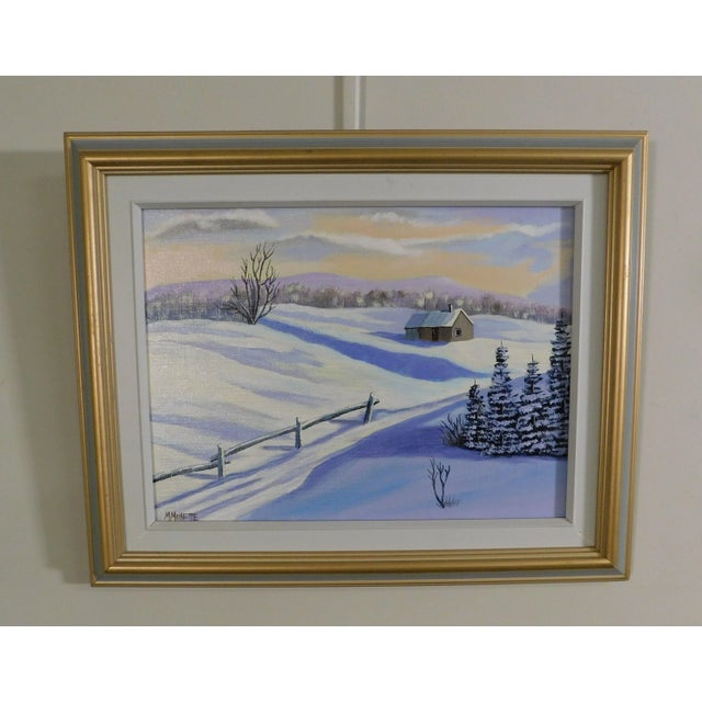 High Quality Contemporary Painting Single Cabin in Field, Woods, Mountains. Custom Frame Signed by Artist