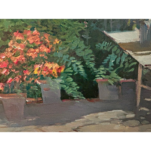 Green Contemporary Large Botanical Garden Landscape Oil Painting, Framed For Sale - Image 8 of 12