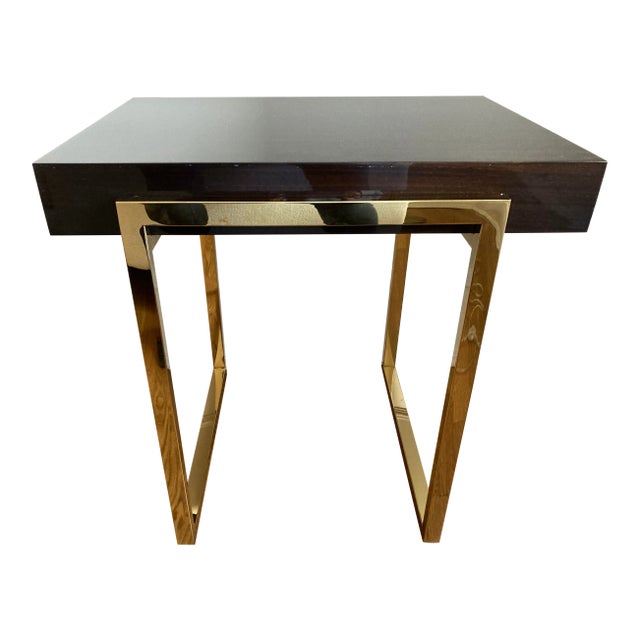 Interlude Home Eucalyptus and Brass Side Table For Sale