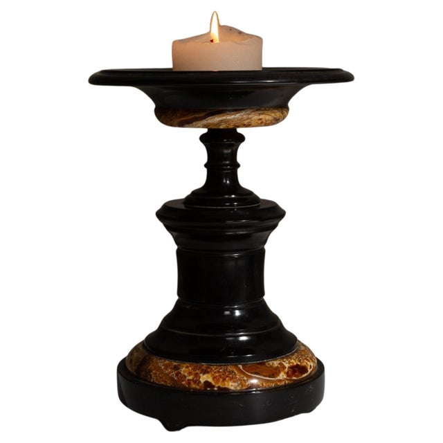 19th Century French Black Marble Tazza Candle Holder For Sale - Image 15 of 18