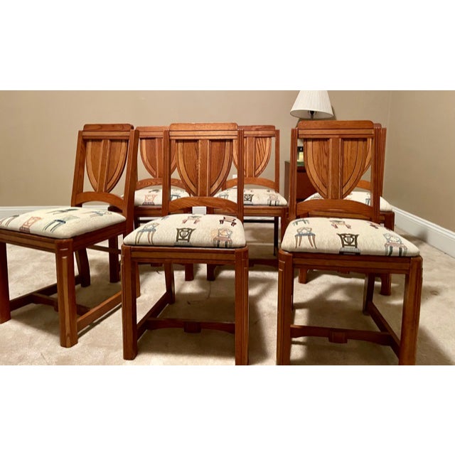 Chestnut Solid Oak Dining Room Chairs - Set of 6 For Sale - Image 8 of 9