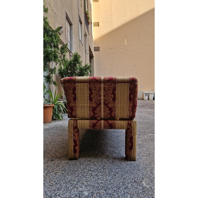 Two-Seater Sofa with Floral Fabric with Decorative Brass Edges, 1980s For Sale - Image 10 of 17