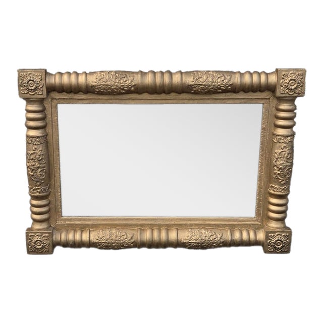 19th Century American Federal Gilded Hallway Wall Mirror. For Sale