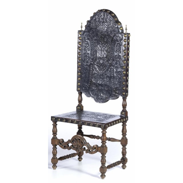 Portuguese High-Backed Chairs, 19th Century, Set of 2 For Sale - Image 3 of 6