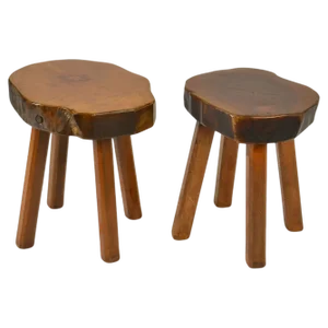 Side Tables Handcrafted in Burr Wood, 1970s, Set of 3