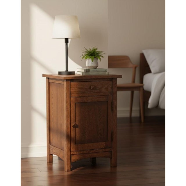 Mission 1 Door 1 Drawer Nightstand -Walnut Stain Crafters and Weavers Mission / Arts Crafts style furniture is made with...