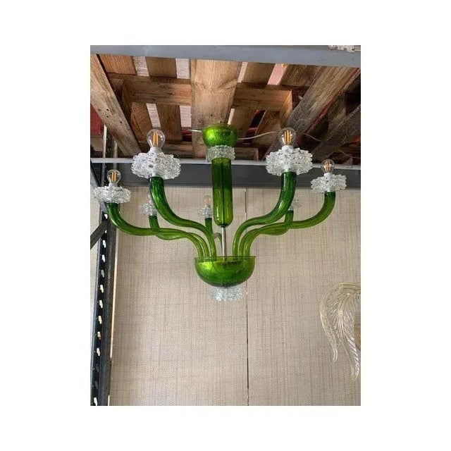 Green Murano Glass Chandelier with Trasparent Rostrato Boubeches by Simoeng For Sale - Image 10 of 11