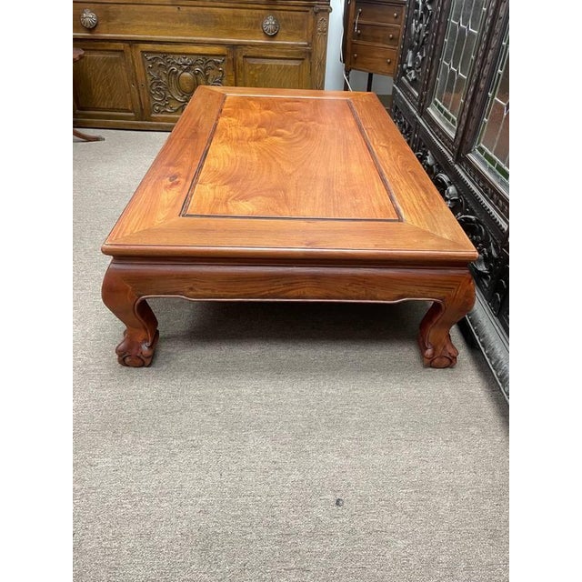 American Vintage Solid Walnut Rectangular Coffee Table, Cherry Finish, Ball and Claw Legs For Sale - Image 3 of 9