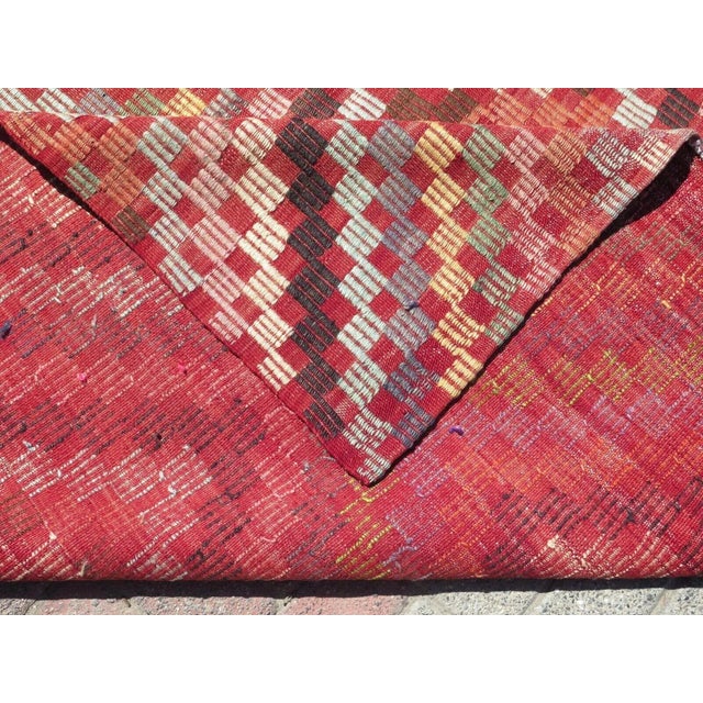 1960s Pink Embroidered Geometric Design Tribal Vintage Kilim - 67"x111" For Sale - Image 11 of 11