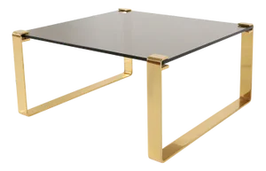 Mid-Century Modern Coffee Table with Gold Plated Base and Glass Top, 1970s