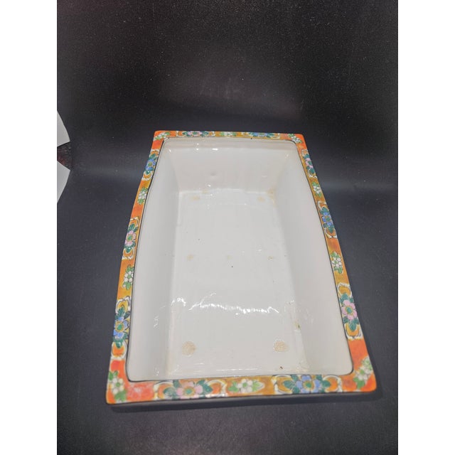 Japanese Vintage Japanese Ceramic Rectangular Planter or Bonsai Tray For Sale - Image 3 of 4