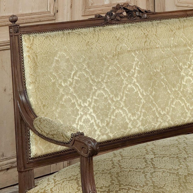 19th Century French Louis XVI Walnut Canape ~ Sofa For Sale In Dallas - Image 6 of 16