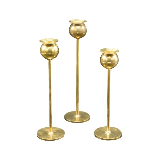 Tulip Candleholders by Pierre Forsell for Skultuna Bruk, Sweden, 1970s, Set of 3 For Sale