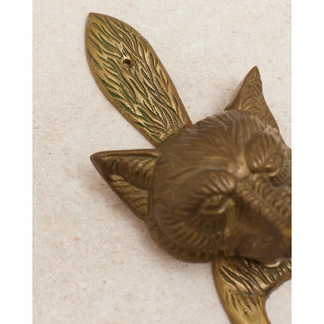 English Vintage Brass Fox Door Knocker For Sale - Image 3 of 15