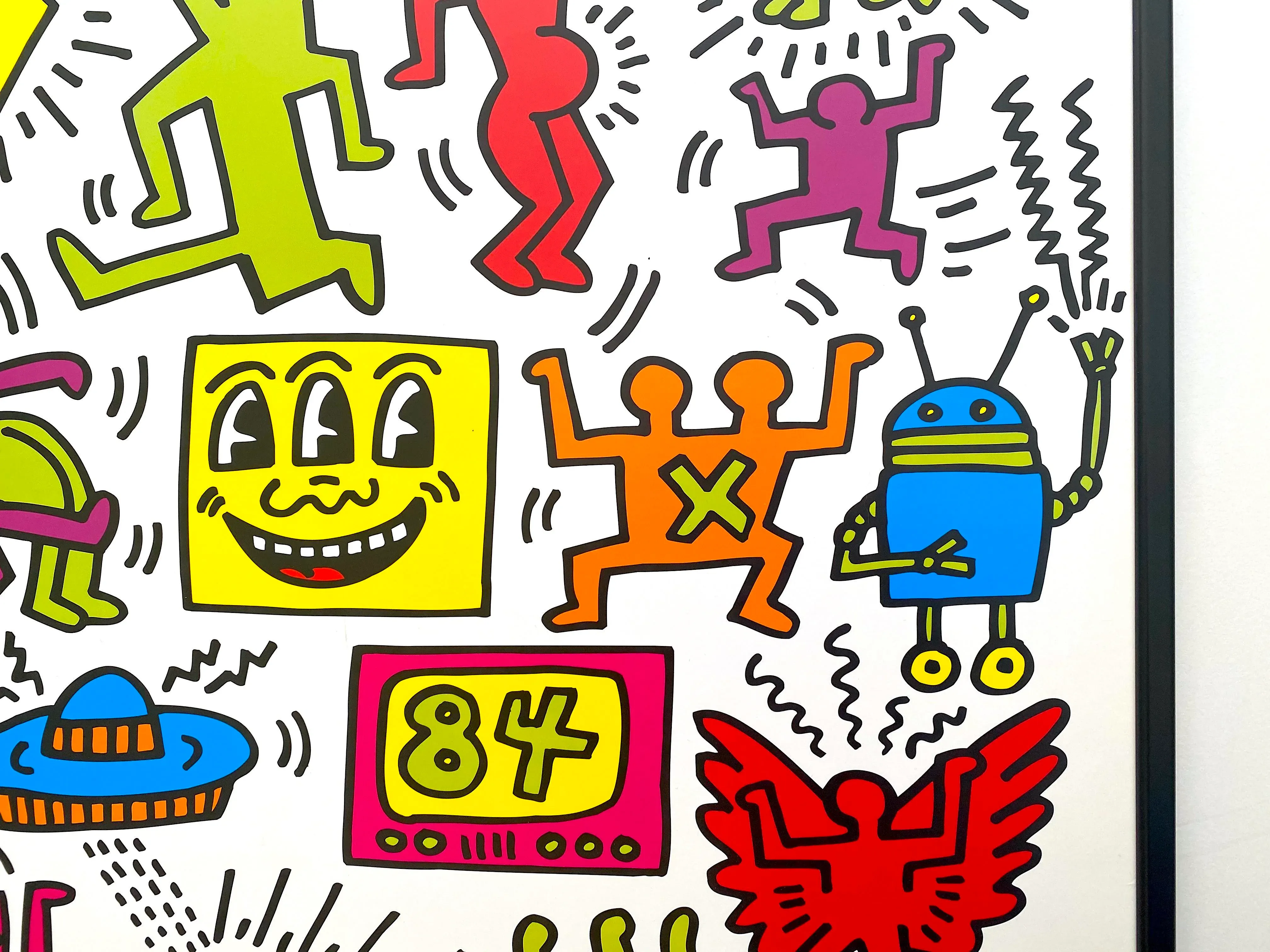 KEITH HARING ESTATE RARE LITHO PRINT FRAMED POP ART POSTER