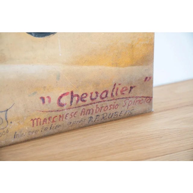 Hand painted on canvas depicting a knight, 50s