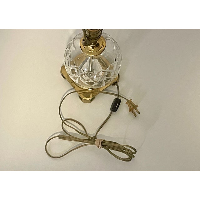 1950s Vintage Waterford Crystal "Maeve" Globe Table Lamp on Cast Crescent Brass Base For Sale - Image 5 of 5