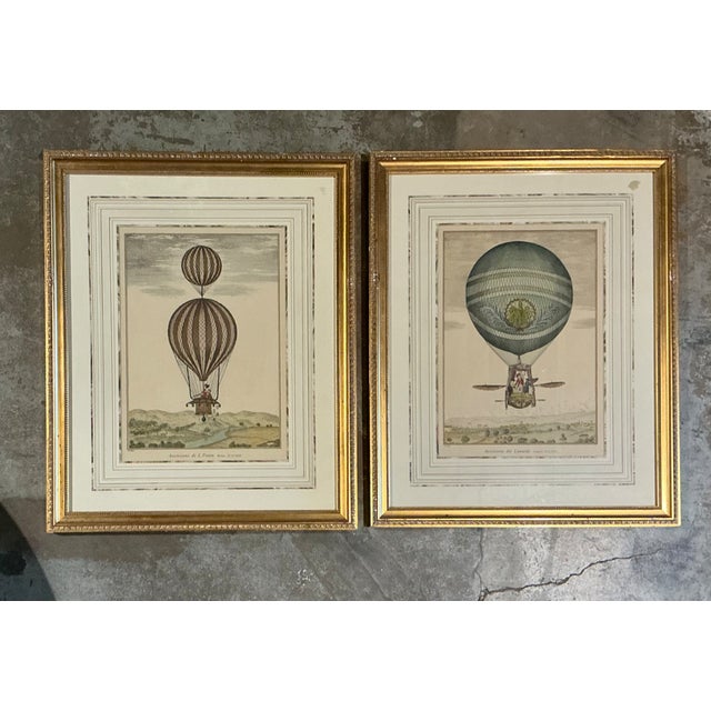 Vintage Framed Hot Air Balloon Prints - Pair For Sale In West Palm - Image 6 of 12