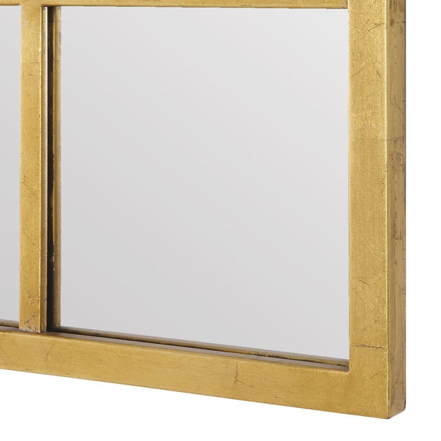 French Provincial Gold Arched Windowpane Mirror For Sale - Image 3 of 7