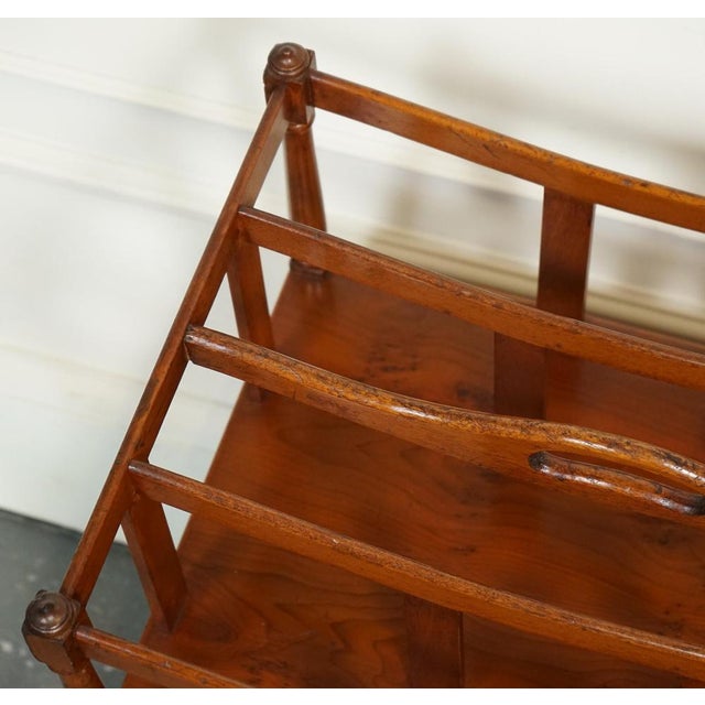 Vintage Walnut Canterbury Newspaper Rack with Brass Handles J1 For Sale - Image 11 of 15