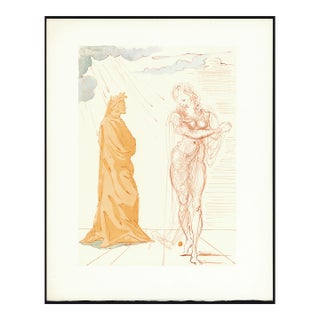 1963 Dalí Divine Comedy Engraving Enfer Chant 2 "Virgile Réconforte Dante" (Virgil Comforts Dante) For Sale