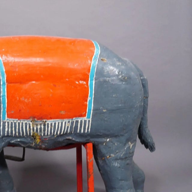 Wood Rare Antique Children Carousel Elefant, Germany Early 20th Century For Sale - Image 7 of 8