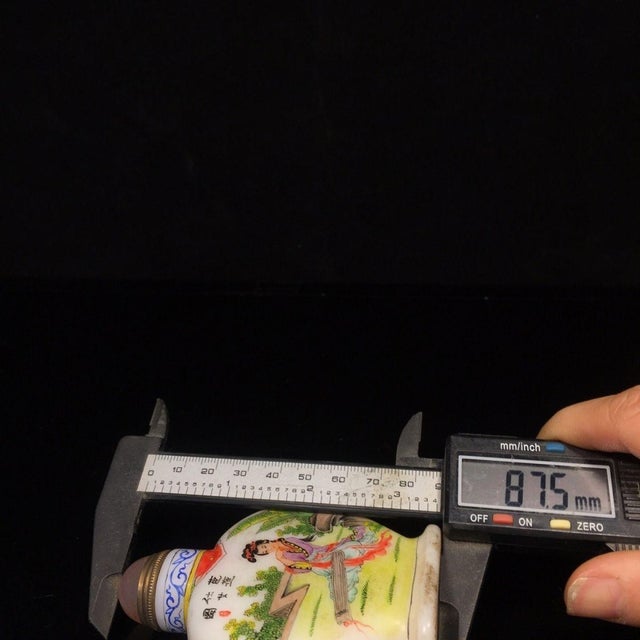 Glass Late 20th Century Hand-Painted Liuli Glass Snuff Bottle With Maiden & Guqin Scene, Qianlong Mark For Sale - Image 7 of 9