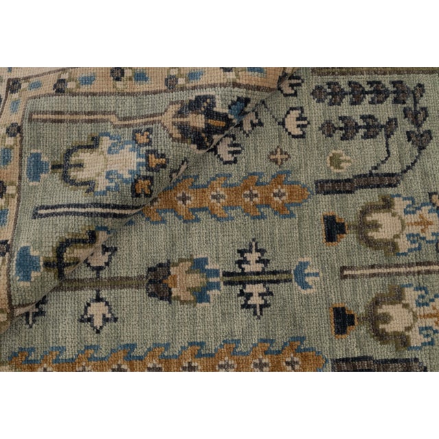 12X15Ft. Light Soft Green Ivory Tree of Life Modern Designer Oushak Turkish Style Wool Rug For Sale - Image 11 of 12