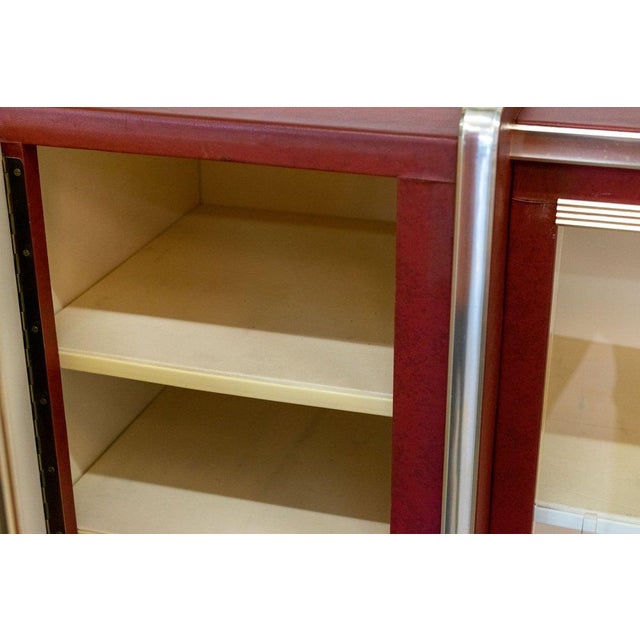 Leather-Coated Office Set with Desk, Bookcase, Chest of Drawers, Desk Chair, and Guest Chairs attributed to Umberto Mascagni, 1950s, Set of 7 For Sale - Image 15 of 18