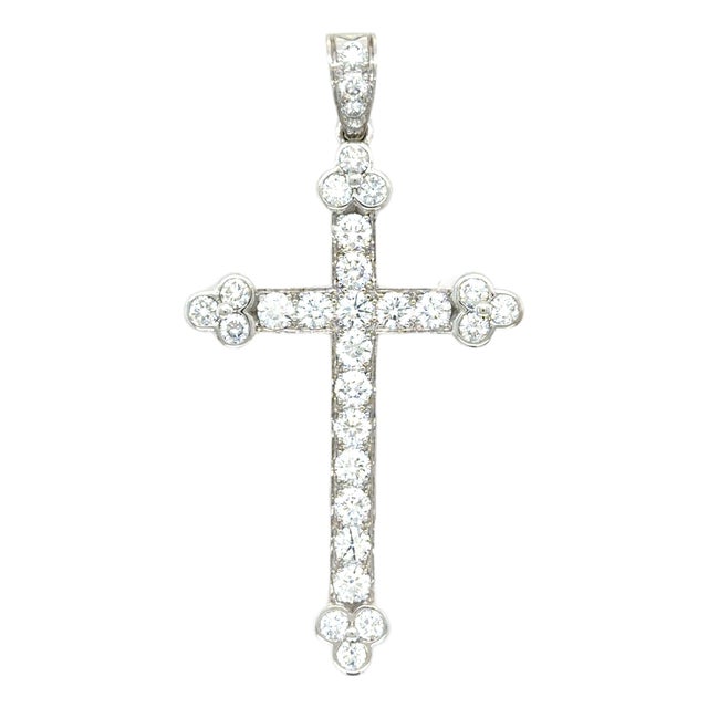 Cartier Fance, 2.50 Carats Diamond Cross Pendant For Sale