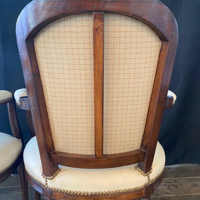 Louis XVI Carved Mahogany Fauteuil Arm Chairs -a Pair For Sale - Image 14 of 16