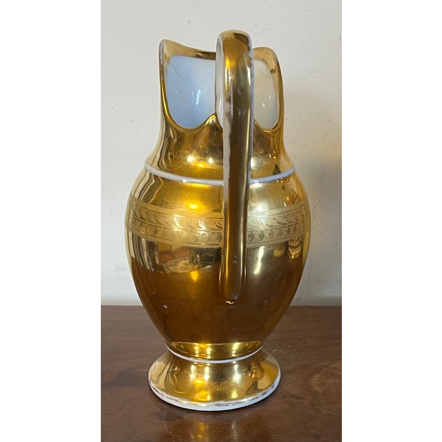 Antique Early 19th Century French Empire Paris Porcelain Ewer, Pitcher or Jug With Hand Painted Landscape For Sale - Image 10 of 13