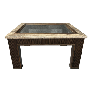 Fairfield Fine Furniture Marble & Wood Glass Top Coffee Table