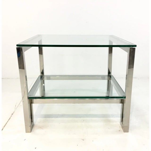 2010s Bernhardt Contemporary Chrome and Glass Two Tier End Table For Sale - Image 5 of 5