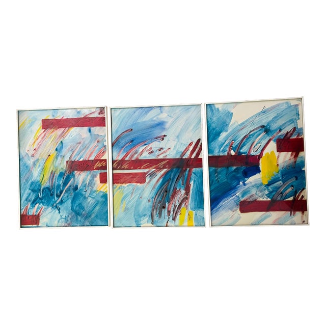 Postmodern Abstract Triptych, Framed For Sale