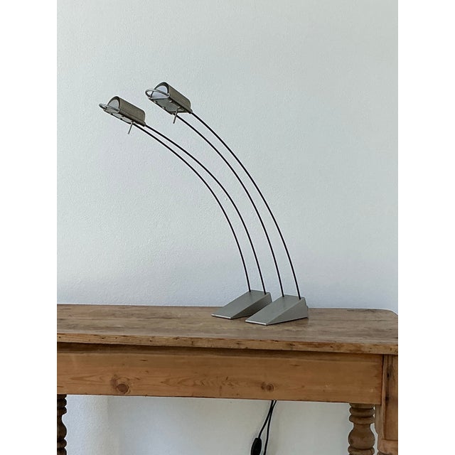 Metal Vintage Contemporary Arc Table Lamps After Robert Sonneman For Sale - Image 7 of 11