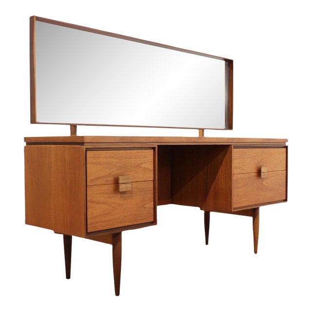 1960s Mid Century Modern Vintage Teak Vanity Desk Dresser by G Plan Kofod Larsen For Sale