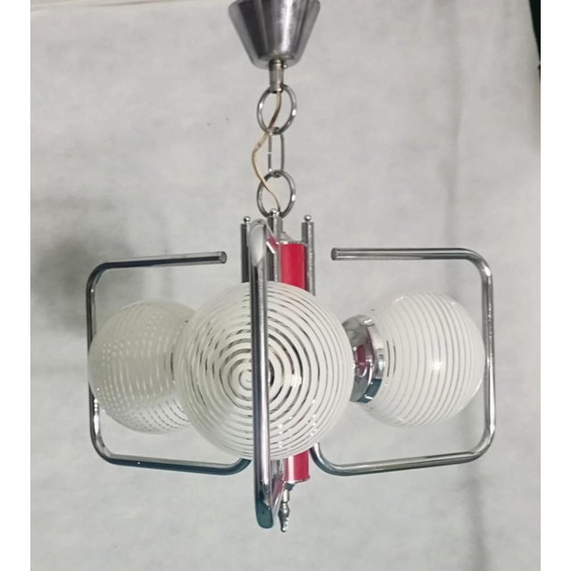 Maroon Funky Ceiling Lamp with Red Lacquered Metal Stem For Sale - Image 8 of 18