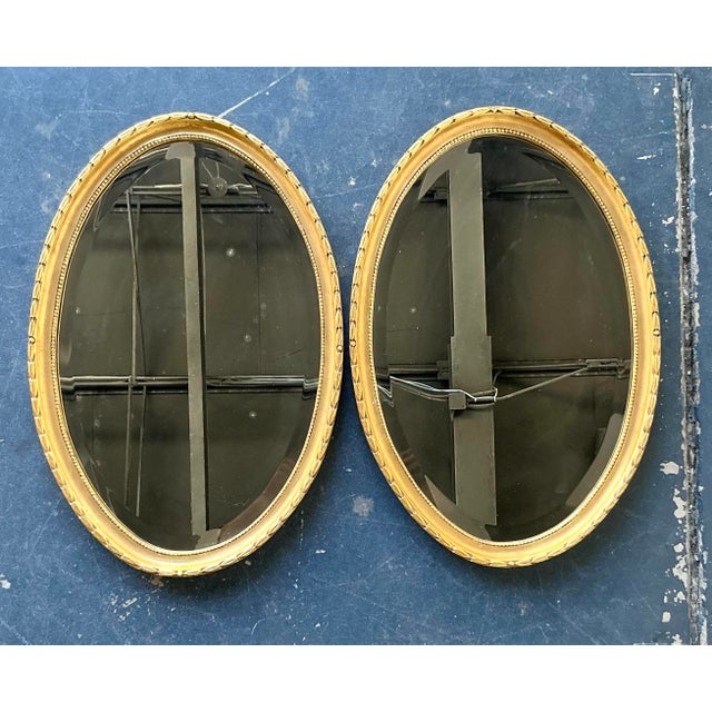 Vintage Boho Gilt Laurel Leaf Oval Mirror - A Pair For Sale - Image 10 of 10