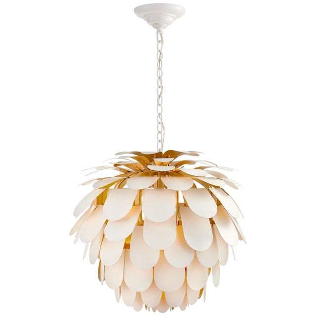 Cynara Large Chandelier in White and Gild Designer: Chapman & Myers Fixture Height: 27" Canopy: 8.75" Round Mounting:...