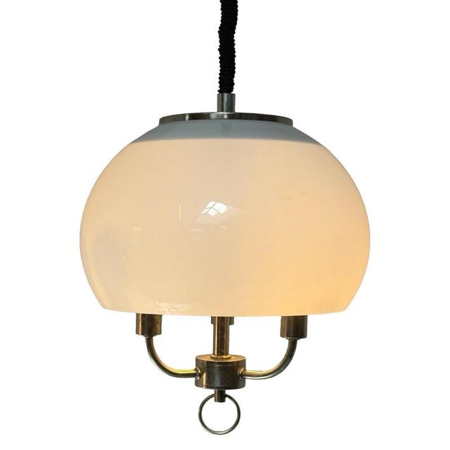 White Vintage Space Age Height-Adjustable Pendant Light in White Acrylic from Dijkstra For Sale - Image 8 of 8