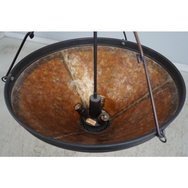 Brown 1990s Mica Lamp Co. Arts & Crafts Hanging Chandelier For Sale - Image 8 of 11