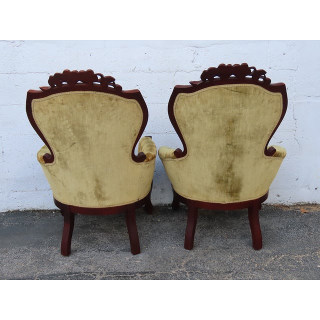 Victorian Style Carved Side Chairs a Pair 6361 For Sale - Image 4 of 14