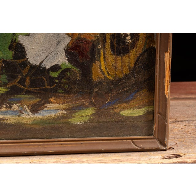Early 20th Century Stagecoach | Framed 1908 Morley Hicks Oil Painting, Signed and Dated For Sale - Image 5 of 8