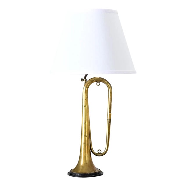 Early 20th Century French Vintage Brass Couesnon Trumpet Lamp For Sale