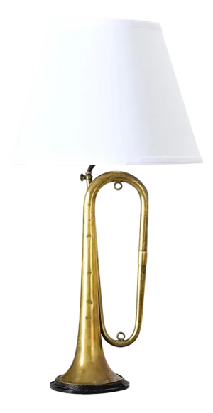 Early 20th Century French Vintage Brass Couesnon Trumpet Lamp