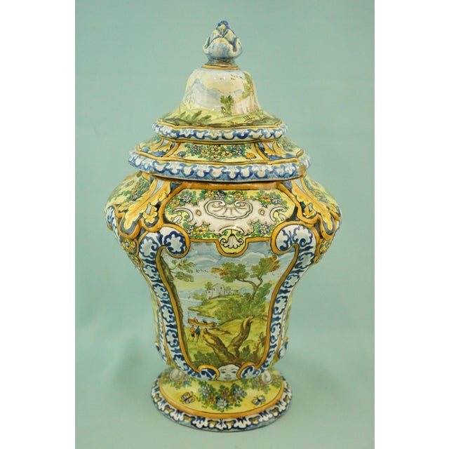 Neo-Renaissance Ceramic Potiche Vase from Castelli For Sale - Image 3 of 18