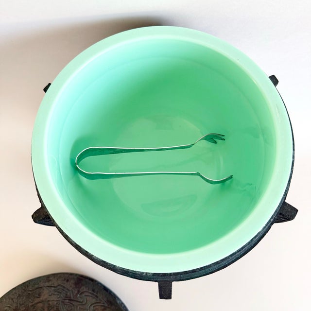 Mid-Century Modern 1960s Mid Century Modern James Mont Ice Bucket Asian Aztec Mayan Patinated Bronze VTG For Sale - Image 3 of 9